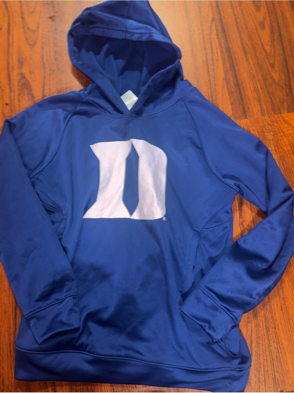 Youth Blue Hooded Pullover Sweatshirt with White Chest Graphic